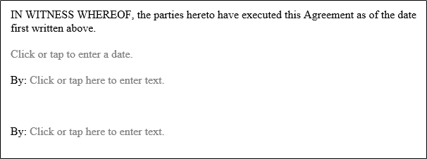 Готовая область для подписи и даты
