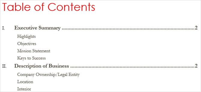 Оглавление бизнес-плана, распечатанная папка