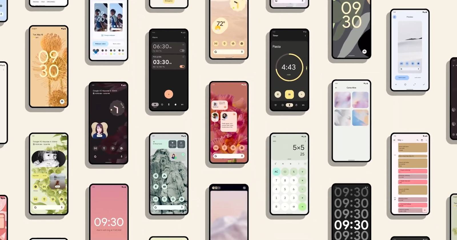 Скриншот Android 12: фон рабочего стола с Material You