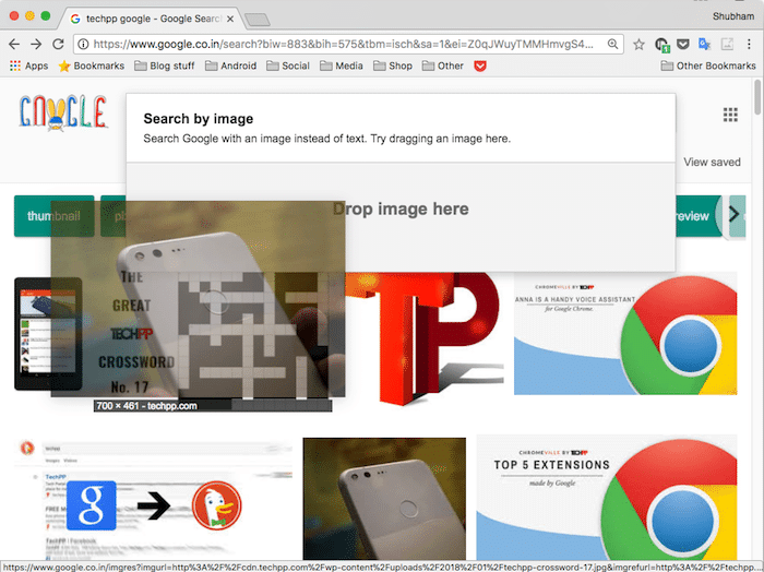 Изображение: перетащите картинку в строку поиска Google Images чтобы выполнить поиск по изображению