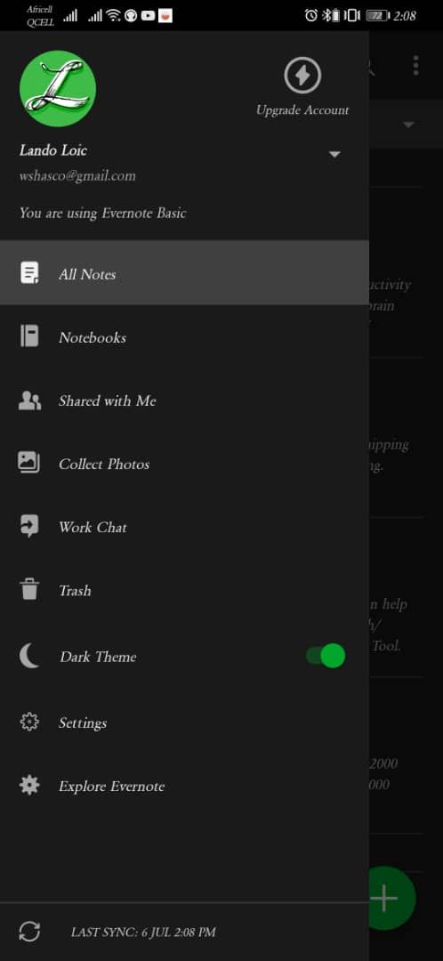 Скриншот приложения Evernote