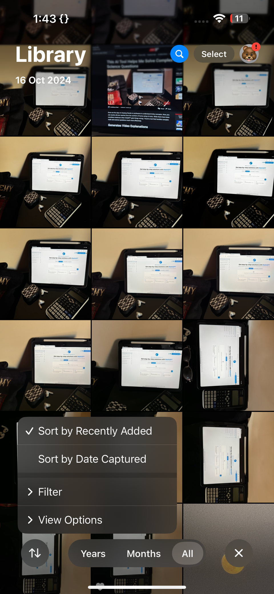 Различные параметры сортировки в приложении «Фото»