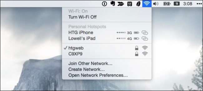 Список сетей с отображением iPhone в macOS