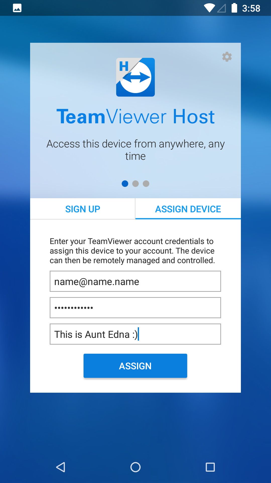 Assigning a device in TeamViewer Host