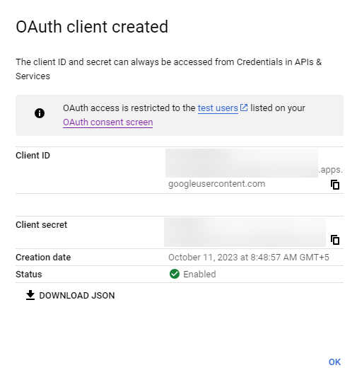 Сохранение Client ID и секретов