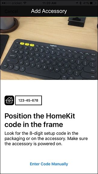 Экран ввода кода моста Hue вручную