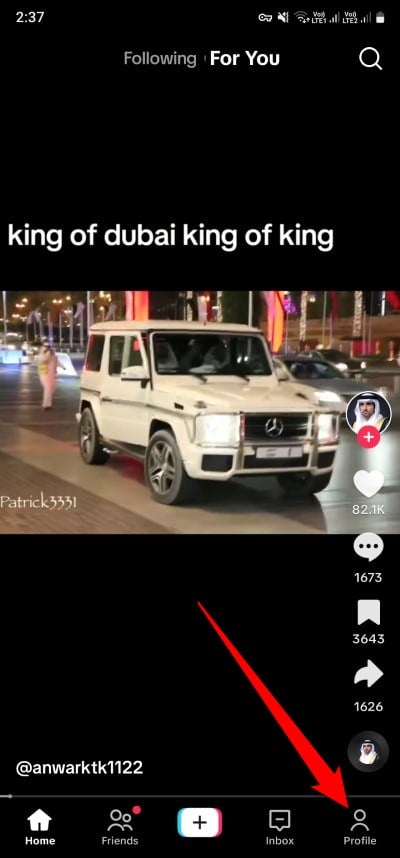 tiktok profile option