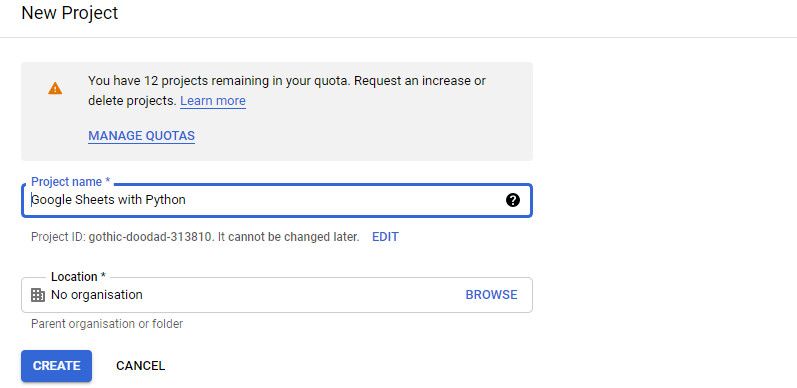Присвоение имени проекту в консоли Google