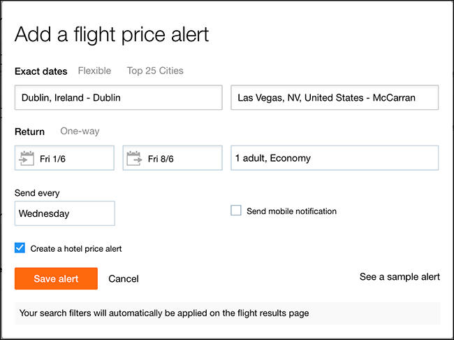 Создание оповещения по точным датам с полями отправления и возвращения
