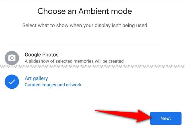 Choose an ambient mode settings and tap 