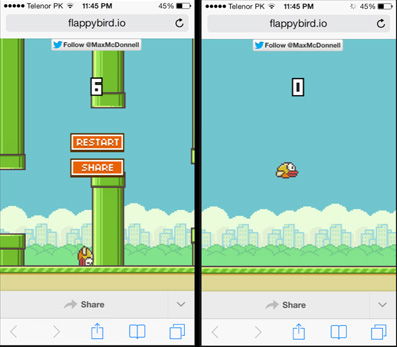 Иллюстрация: Flappy Bird на iPhone