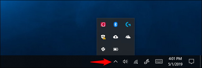 Просмотр скрытых значков на панели задач Windows 10