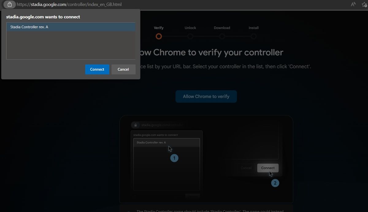 Выберите контроллер в списке USB-устройств