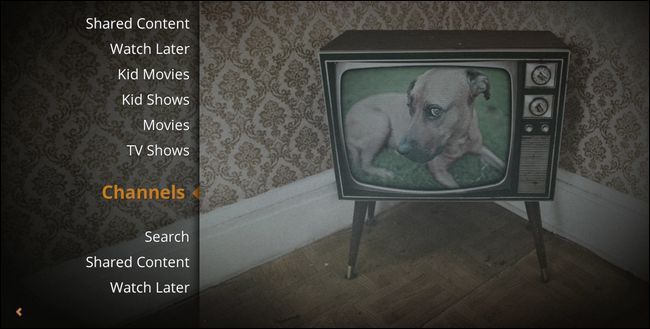 Меню Channels в RasPlex на Raspberry Pi