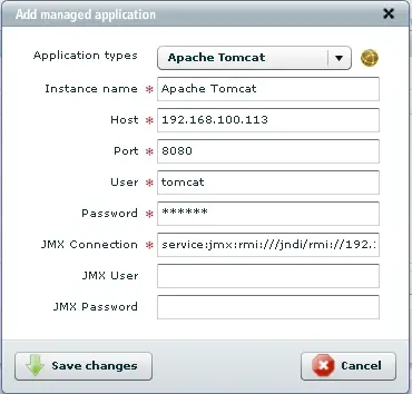 Selezione tipo applicazione: Apache Tomcat