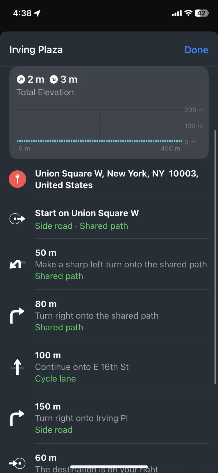 Скриншот деталей маршрута: профиль высот и информация об участках