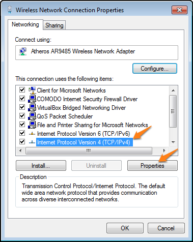 Настройки TCP/IPv4, поле Preferred DNS server