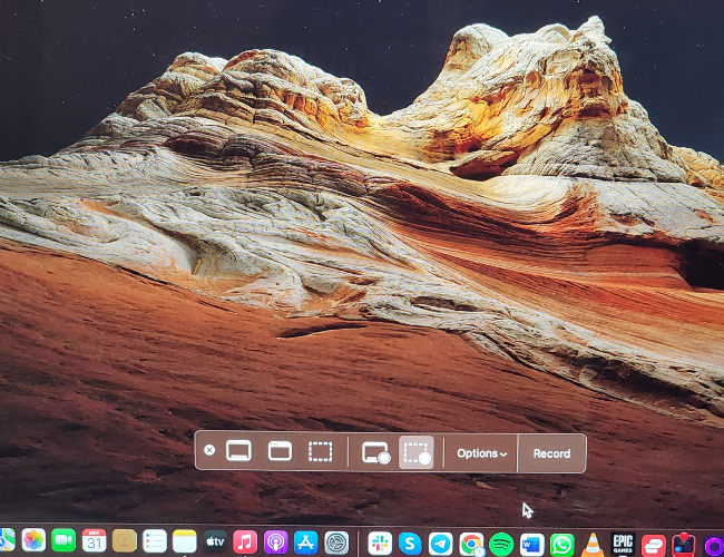 Интерфейс записи экрана в macOS с опцией Record