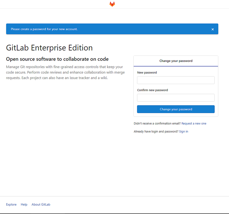 Экран входа GitLab