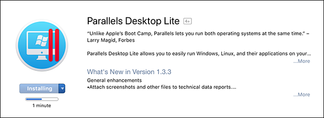 Страница загрузки Parallels Desktop Lite в Mac App Store