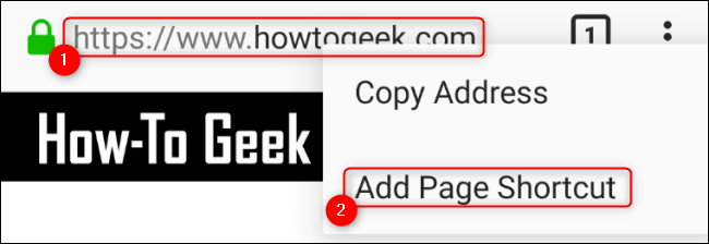 Firefox: добавить ярлык страницы в Android