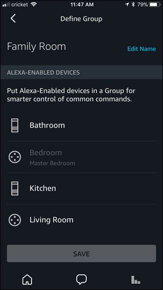 Изображение: список Echo-устройств для привязки к группе