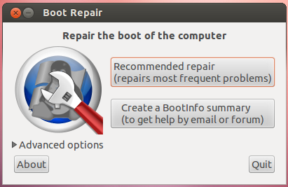 Boot-Repair рекомендуемый ремонт