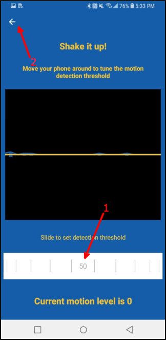 Настройка детекции движения по тряске