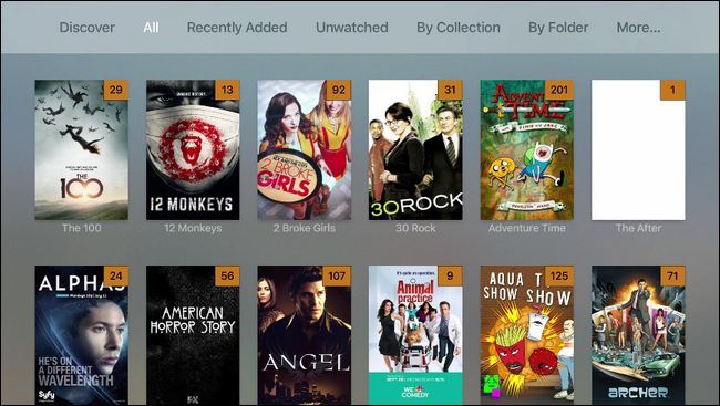 Список телешоу в Plex — категории и обложки