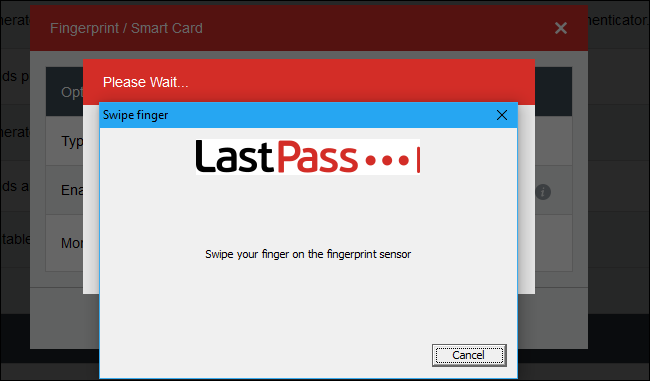 Запрос отпечатка для настройки LastPass