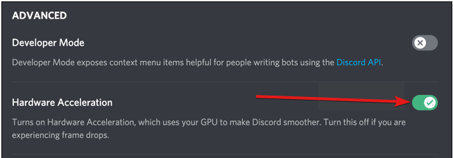 Отключение аппаратного ускорения в Discord