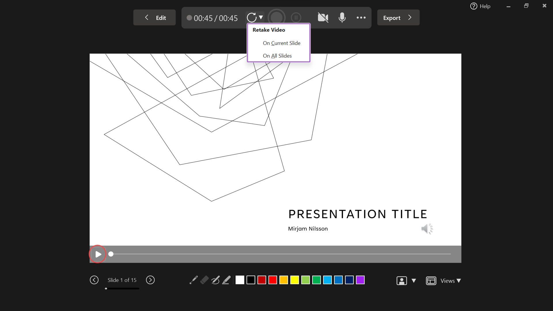 Предпросмотр и перезапись видеозаписи