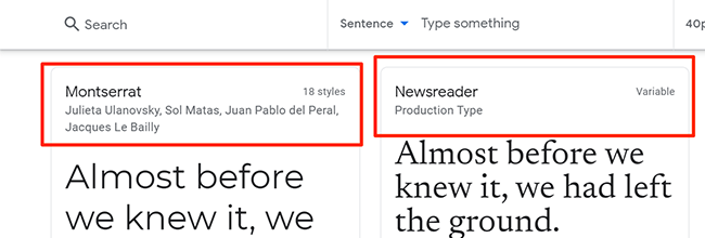 Выбор шрифта на сайте Google Fonts