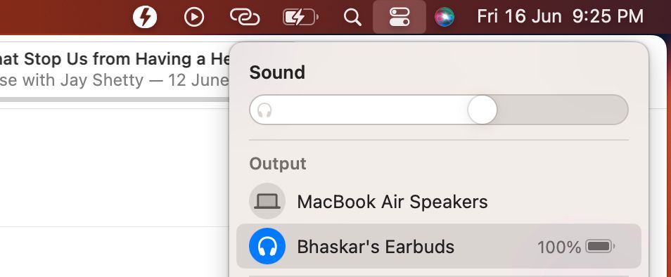 Change output screen in the Controll Center