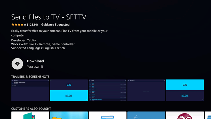 'Send Files to TV' — приложение передачи файлов.