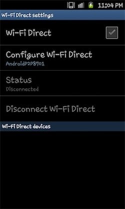 Экран настройки имени устройства и пароля для Wi‑Fi Direct
