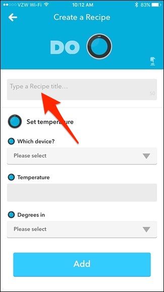 Выбор устройства Nest Thermostat