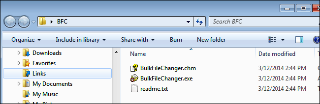 Окно BulkFileChanger — список файлов