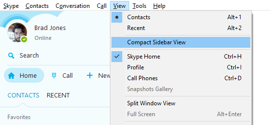 Компактный список контактов в Skype