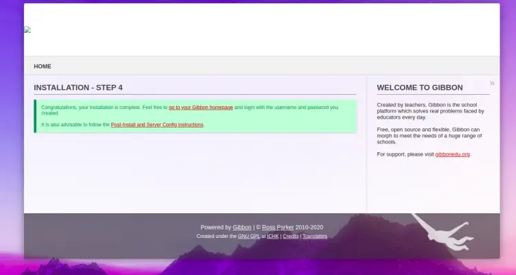 Установка Gibbon завершена
