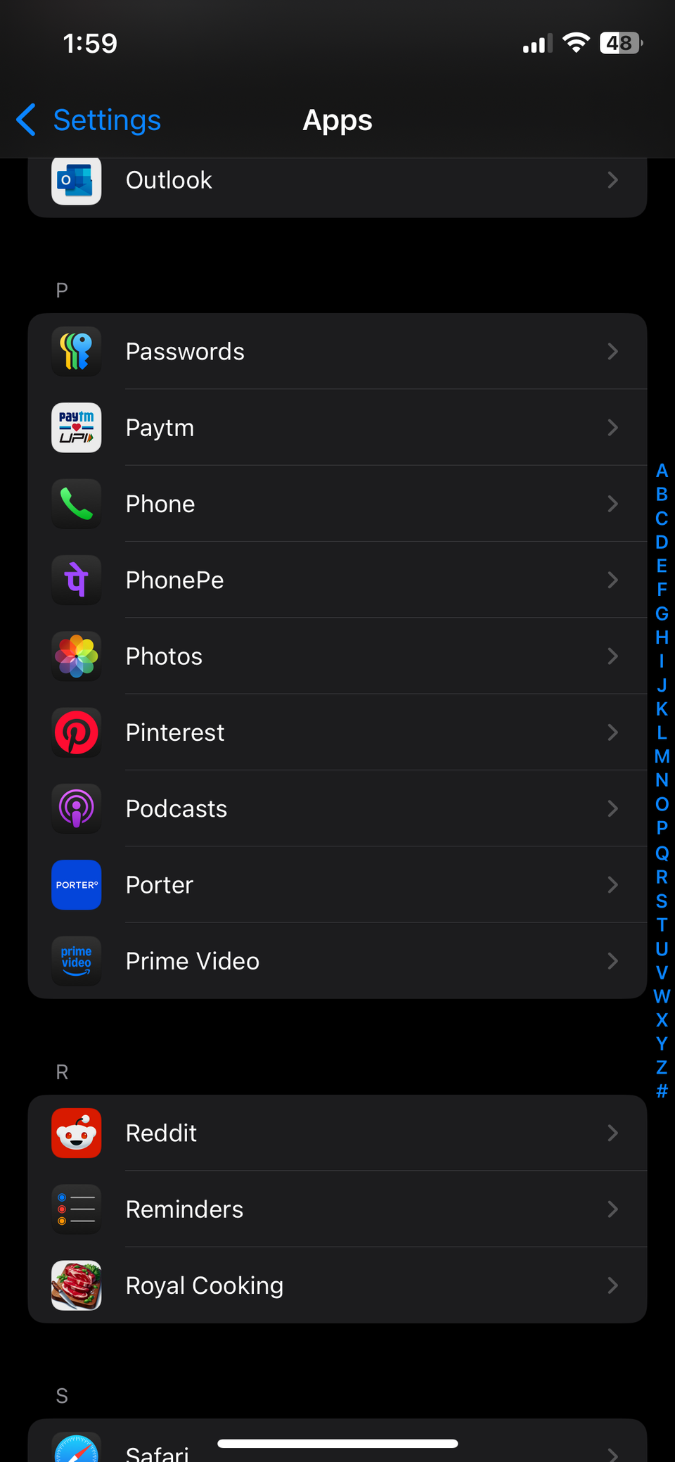 Список приложений на iPhone