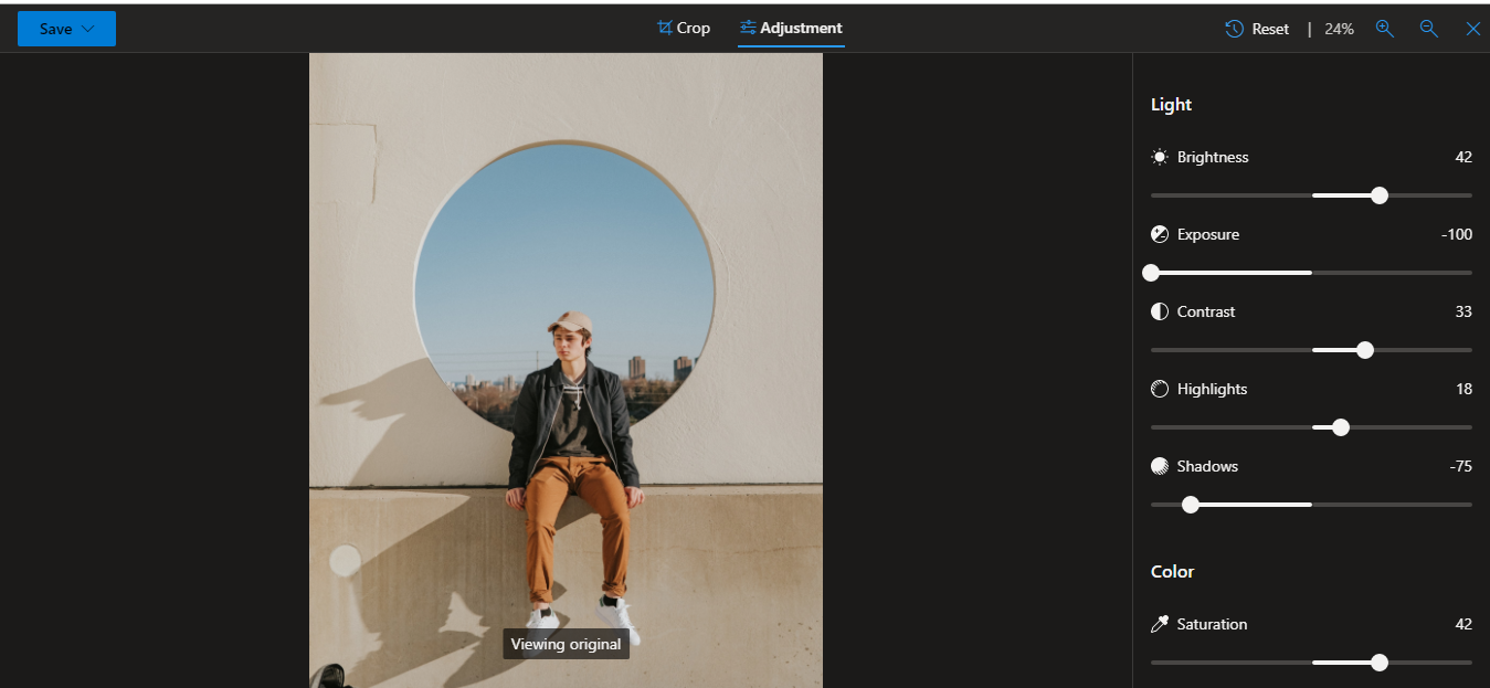 Просмотр исходного фото при долгом нажатии — сравнение оригинала и изменений