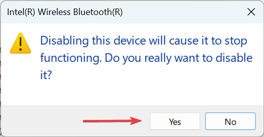 Подтверждение 'Да' при отключении устройства