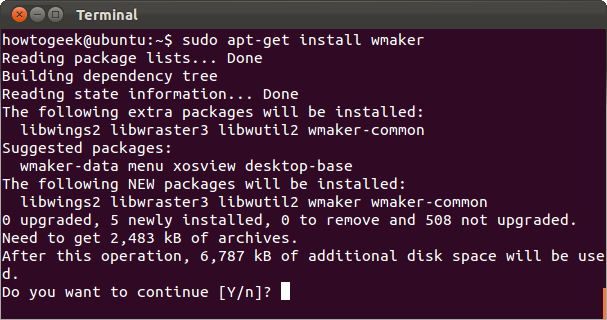 Установка пакета wmaker через apt-get install