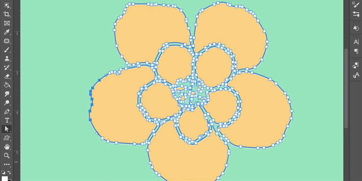 Выделенные якорные точки на пути фигуры в Photoshop