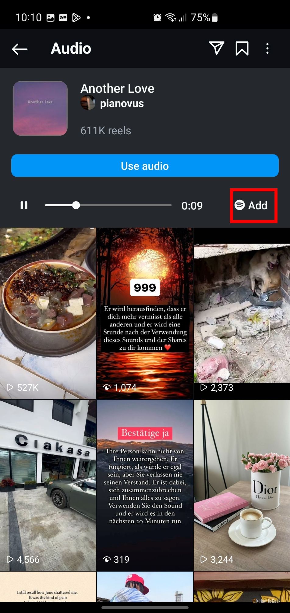 Кнопка «Добавить» для отправки трека в Spotify