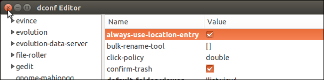 Закрытие dconf Editor