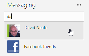 Поиск контактa в боковой панели Outlook.com