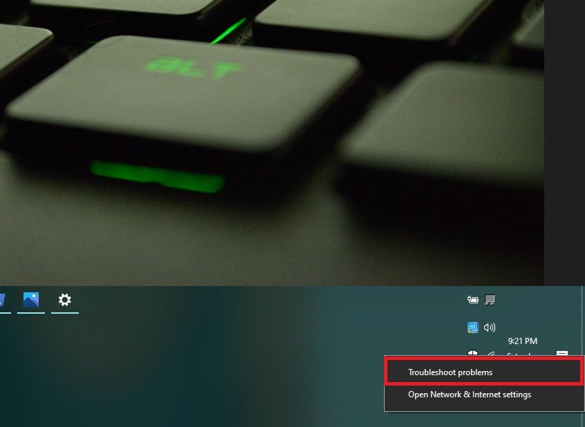 Устранение сетевых проблем через значок сети в панели задач