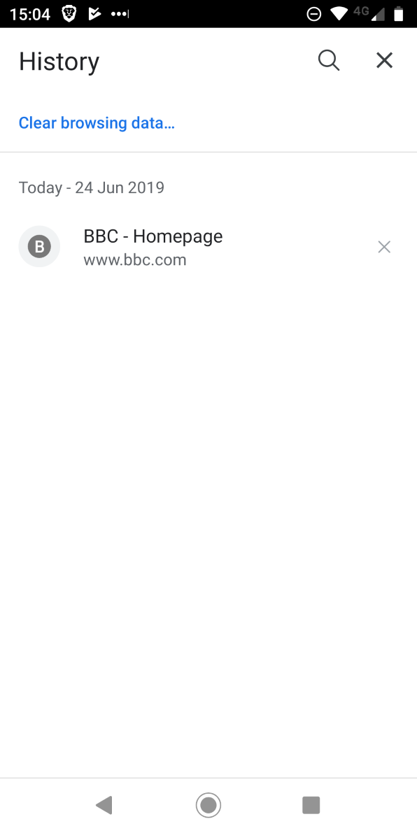 Brave — опция удаления истории